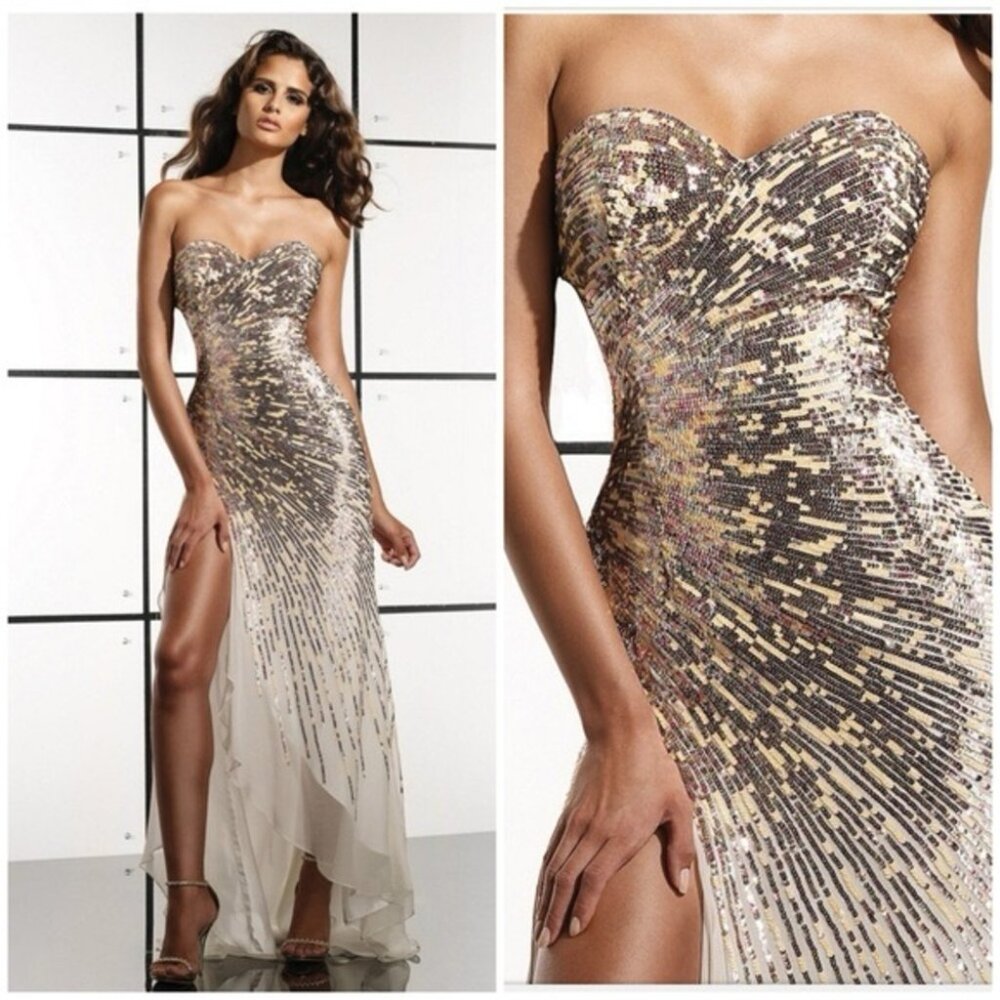 Terani Couture Elegant Strapless Sequin Gown